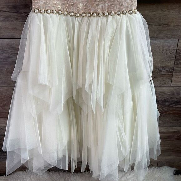 AMERICAN PRINCESS Girls Fancy Asymetrical Tiered Sleeveless Beaded Dress Size 10 - Picture 4 of 9